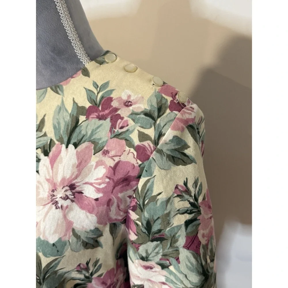 Vintage 80s 90s Positive Attitude Sz 10 Pink Floral Skirt Set CottageCore Career